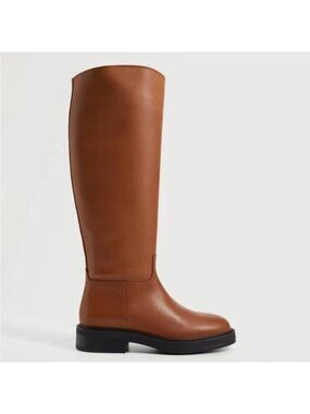 Mango Brown 100% Bovine Leather Boots with Tall Leg